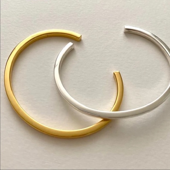 NEW 18K Gold S925 Simple Cuff Bracelet - Picture 2 of 16